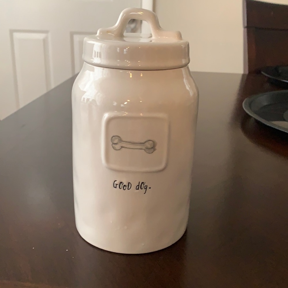 Rae Dunn dog treat container